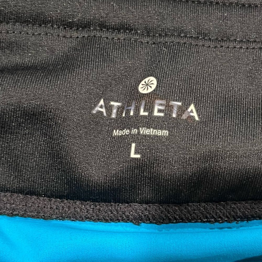Athleta Womens Power Lift Tight Fleece Lined High Rise Printed Black Blue Size L - Picture 7 of 11